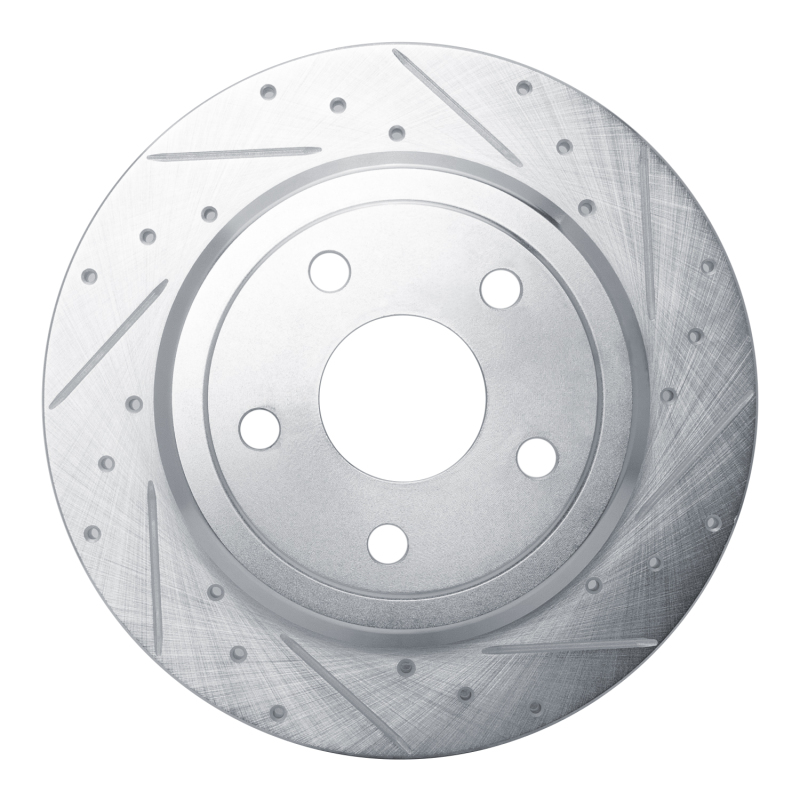 Dodge Durango Brake Rotor (1) - Rear Right - R1 Concepts - Drilled & Slotted - Silver - `11-`22